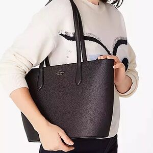Set! Kate Spade New York Glimmer Glitter Tote in Black with Matching Wallet